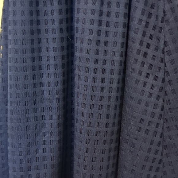 Navy Midi Dress Polka Dot Mesh Hem Detachable Belt Size M - Picture 8 of 15